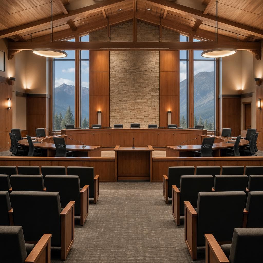 Council chambers prepared for a Silvermere public meeting