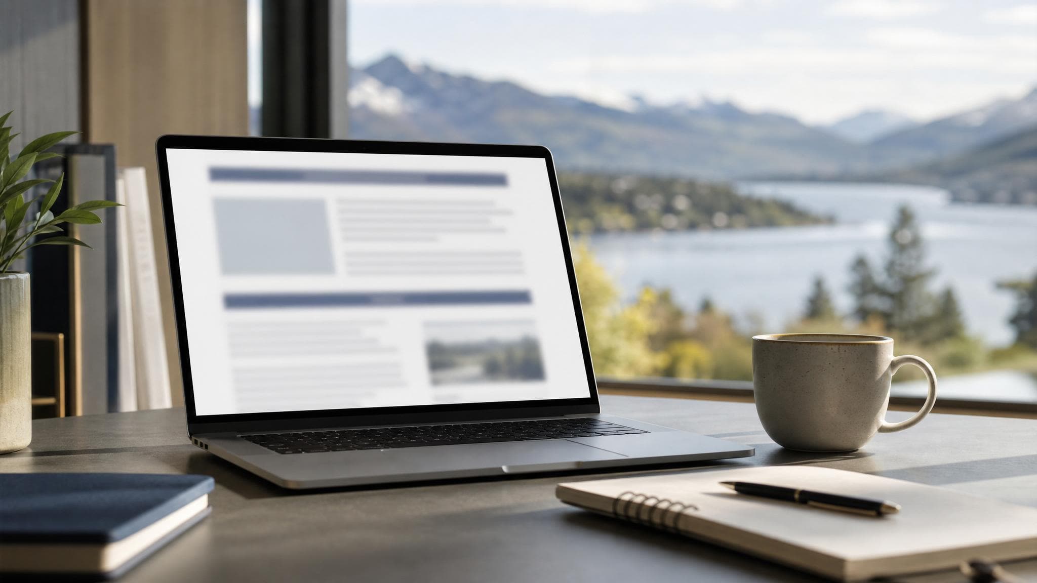 A Silvermere communications desk with a laptop, civic notices, and newsletter notes.